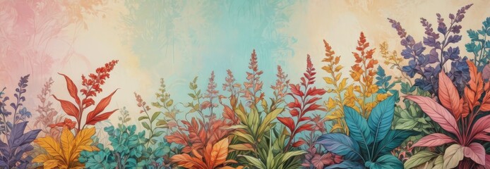 Canvas Print - Watercolor Floral Background.