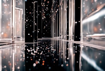 liquid endless space black cosmic mirrors floor background abstract mirror effect pattern wallpaper mirrored