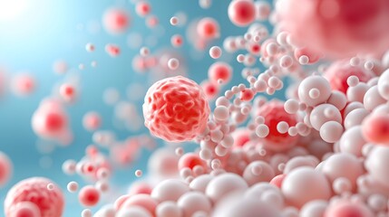 Wall Mural - Realistic image of white blood cells with a minimalist background and plenty of copy space, perfect for scientific documentation