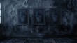 © TheWaterMeloonProjec - Creepy spooky black frames on old wall in haunted house