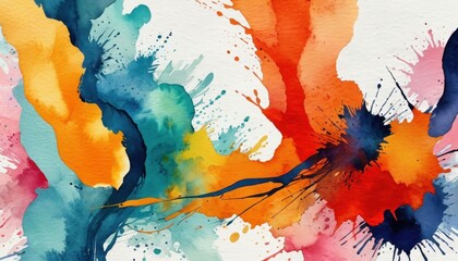 Poster - Abstract Watercolor Splashes in Vibrant Colors.