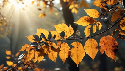 Canvas Print - Autumn Leaves in Sunlight.