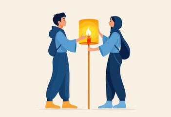 Two individuals sharing a moment of connection through a lit candle