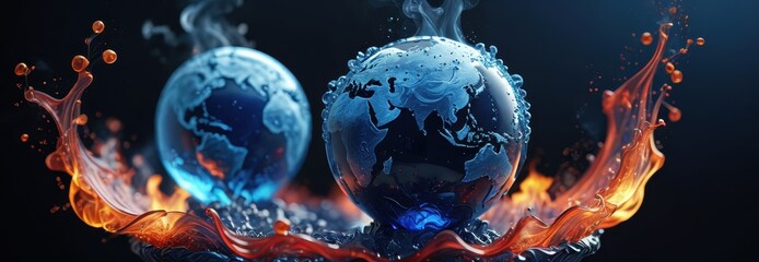 Canvas Print - Fire and Ice Globes.