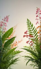 Wall Mural - Floral Frame with Green Foliage.