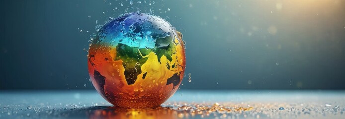 Wall Mural - Earth Globe with Water Droplets