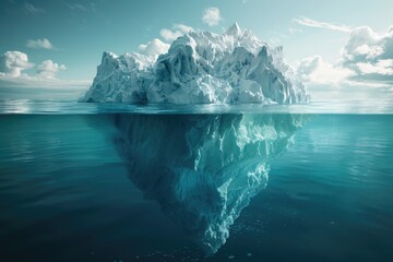 Wall Mural - The surface and underwater parts of an iceberg