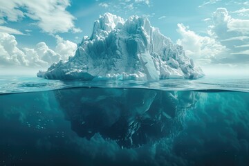 The surface and underwater parts of an iceberg