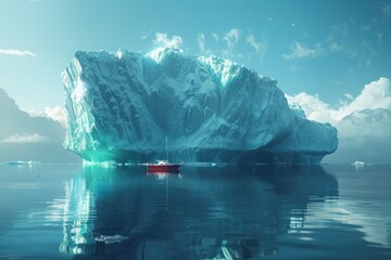 Wall Mural - The surface and underwater parts of an iceberg