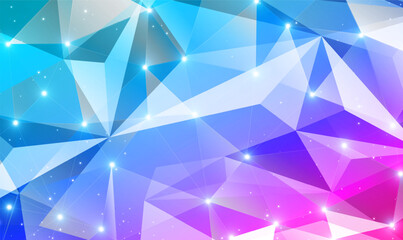 Wall Mural - 3d polygonal background with dots and lines. abstract crystallized background, shiny glass texture. 