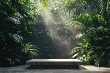 Wall Mural - The stone base in the forest, shining with sunlight