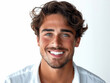 © btiger - Closeup Portrait of Smiling Handsome Man with Perfect Teeth and Stylish Hair in White Shirt Isolated on White Background