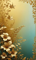 Poster - Golden Floral Frame.