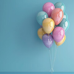 Colorful Balloons Against Light Blue Background
