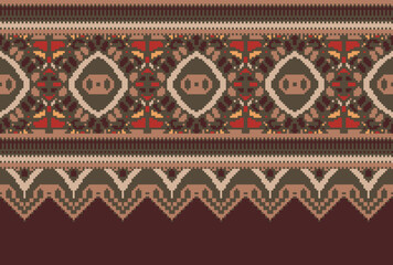 Seamless pattern in tribal, folk embroidery, and Mexican style. Aztec geometric art ornament print.Design for carpet, wallpaper, clothing,