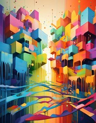 Wall Mural - abstract colorful background of the street in the city, vector illustration