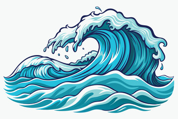 sea waves sketch vector illustration