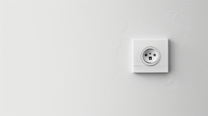 Electricity socket on white wall with space for text