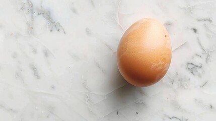 Sticker - Fresh organic chicken egg on white surface