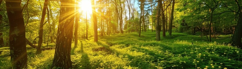 Poster - Sunlight Filtering Through a Lush Forest