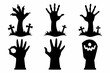 © Trendy CraftSVG  - Set of Zombie hands black silhouette. Spooky zombie hands silhouette vector collection of Halloween, Zombie hands silhouette