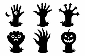 Wall Mural - 
Set of Zombie hands black silhouette. Spooky zombie hands silhouette vector collection of Halloween, Zombie hands silhouette
