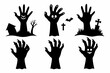 © Trendy CraftSVG  - Set of Zombie hands black silhouette. Spooky zombie hands silhouette vector collection of Halloween, Zombie hands silhouette