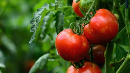 Wall Mural - Juicy Red Tomatoes Ripening on the Vine