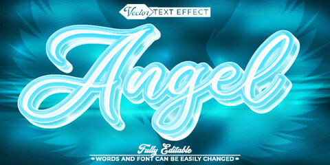 Wall Mural - Shiny White Angel Vector Editable Text Effect Template