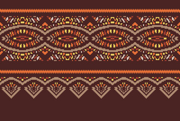 Pixel Tribal striped seamless pattern. Aztec geometric black-white background. Can be used in fabric design for clothes, accessories, decorative paper, wrapping,