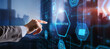 © Funtap - Investigation Business concept. Man presses investigations button on a virtual screen