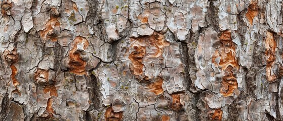 Wall Mural - Panoramic close-up, high detail scan of smooth birch tree bark texture, Generative AI