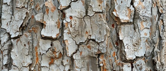 Wall Mural - Panoramic close-up, high detail scan of textured maple tree bark texture, Generative AI