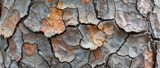 Wall Mural - Panoramic close-up, high detail scan of textured maple tree bark texture, Generative AI