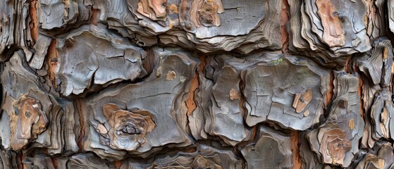 Wall Mural - Panoramic close-up, high detail scan of twisted willow tree bark texture, Generative AI