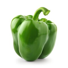 Canvas Print - Green Pepper. Fresh Bell Pepper Paprika Isolated on White Background for Vegetarian Food