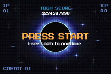 Wall Mural - press start insert a coin to continue .pixel art .8 bit game. retro game. for game assets .retro fut