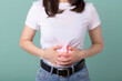 © Jirawatfoto - Gastritis, Dyspepsia. stomach ache. women have abdominal pain, indigestion, menstrual cramps, flatulence, diarrhea, distention, colon cancer, belly inflammation problem, suffer food poisoning,