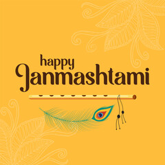 Wall Mural - happy janmashtami festival illustration in flat style