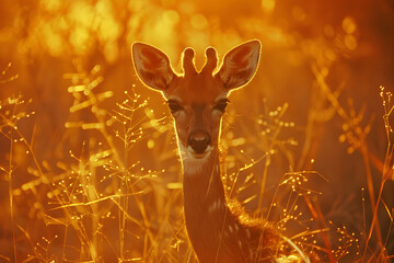 Poster - Fawn in Golden Grass - Photo