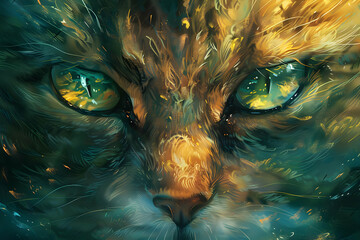 Wall Mural - Golden Cat Eyes Illustration