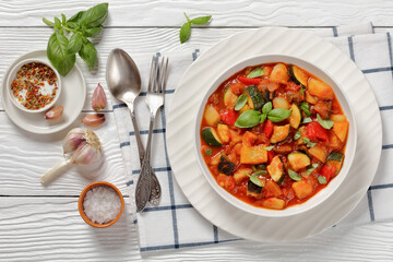 Poster - hearty italian vegetable stew in bowl, top view