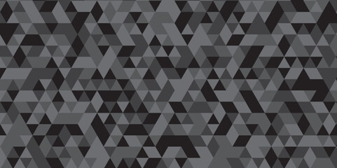 Triangle shape retro wall grid pattern geometric ornament tile vector square element. Abstract geometric black and gray background seamless mosaic and low polygon triangle texture wallpaper.