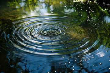 Wall Mural - A small drop of water is falling into a large body of water