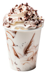 Sticker - PNG A 1 scoop chocolate ice cream in white paper cup dessert drink food.