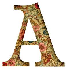 Poster - PNG Vintage Alphabet A art letter paper.