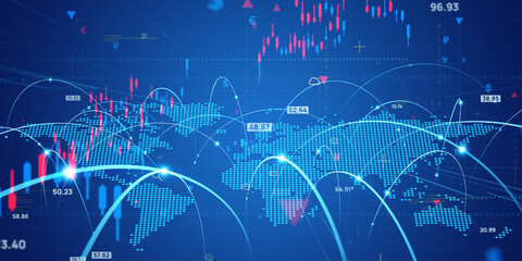 Leinwandbilder - Global Financial Market concept. Wide angle visual for banners or advertisements.