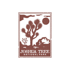 Joshua tree national park vector illustration in stamp style.