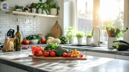 Wall Mural - Fresh Vegetables on a Kitchen Counter.