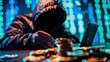 © Kanchanit - Cybersecurity Concept: Crypto Scams, Hacker Sitting in Front of Computer Stealing Data
